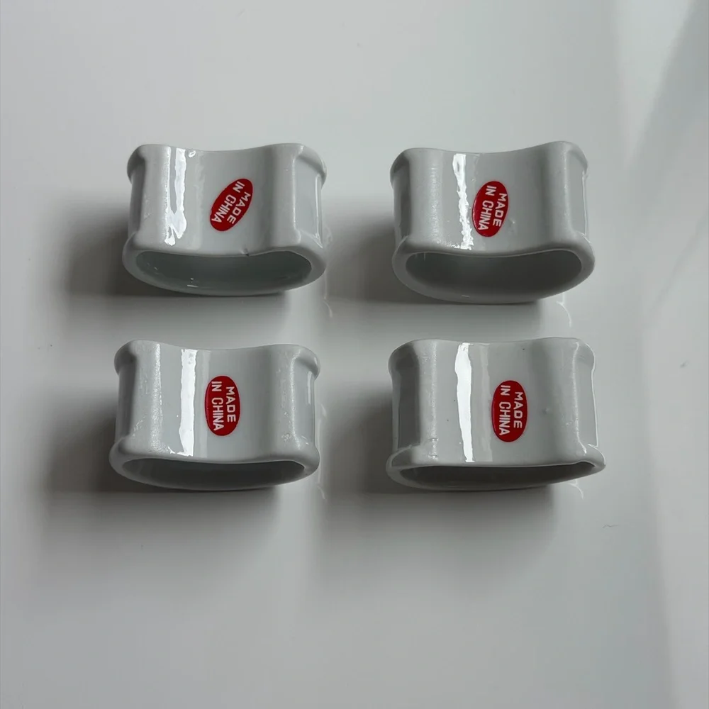 Porcelain Floral Napkin Rings - Set of 4